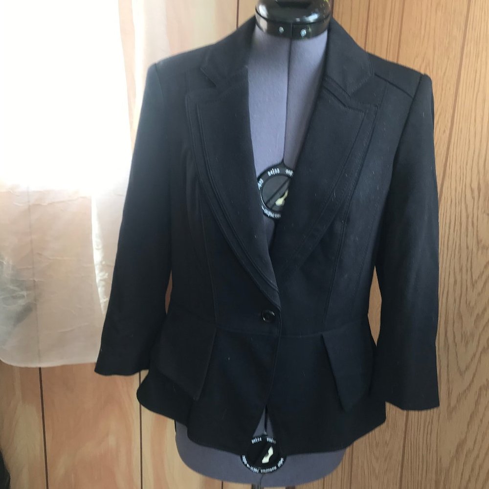 Black Peplum 3/4 Length Sleeve Blazer